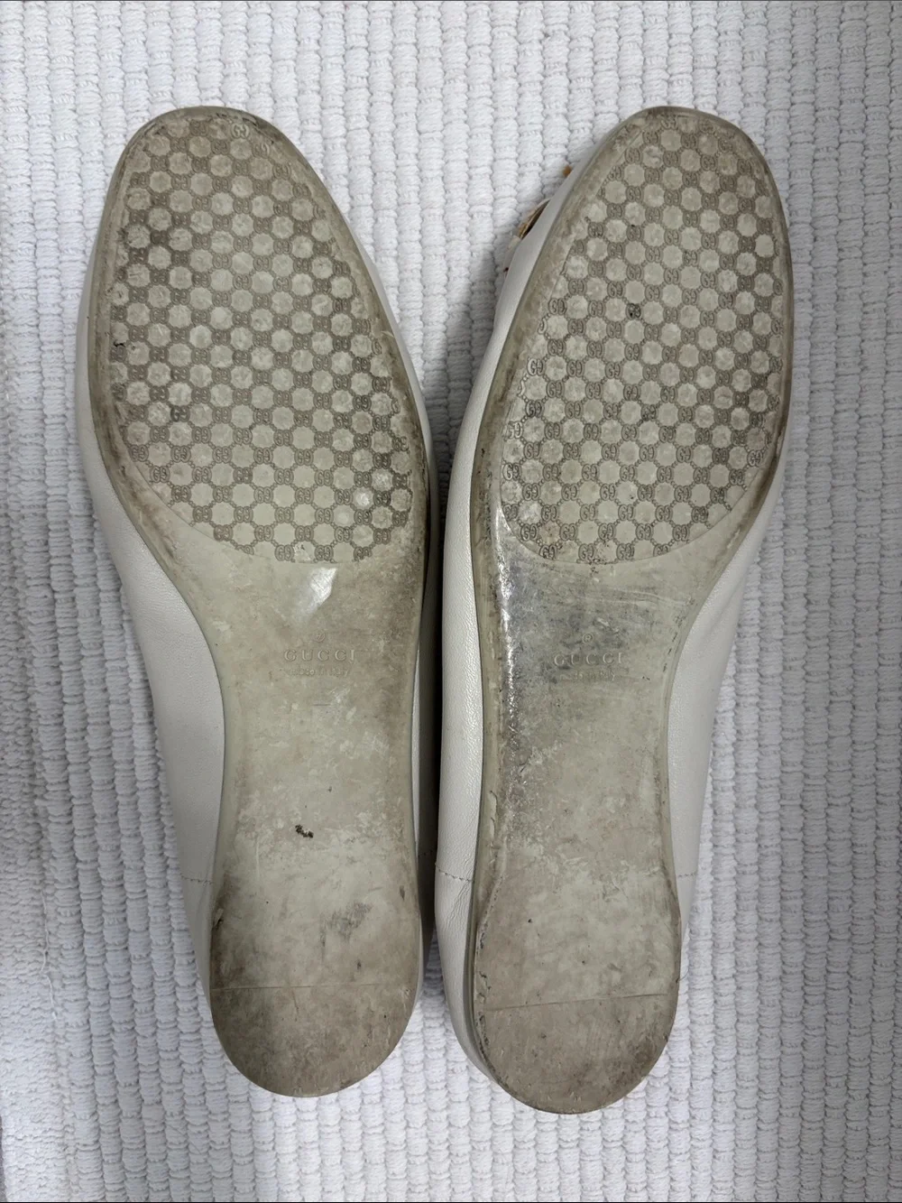 Gucci Cream Leather Ballet Flats with Silver Horsebit